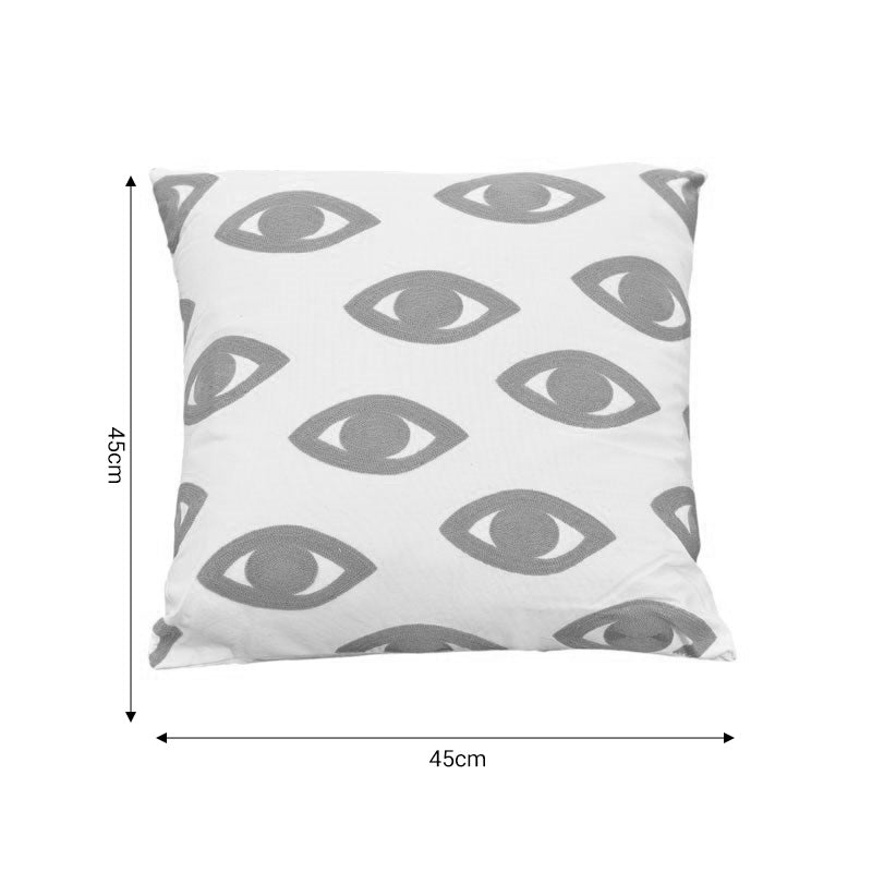 Μαξιλάρι Eyes Inart φυσικό-λευκό ύφασμα 45x45x2.5εκ - Pakobazaar