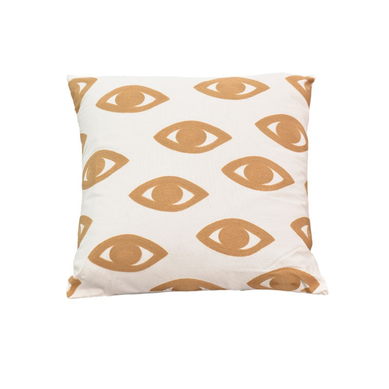 Μαξιλάρι Eyes Inart φυσικό-λευκό ύφασμα 45x45x2.5εκ - Pakobazaar