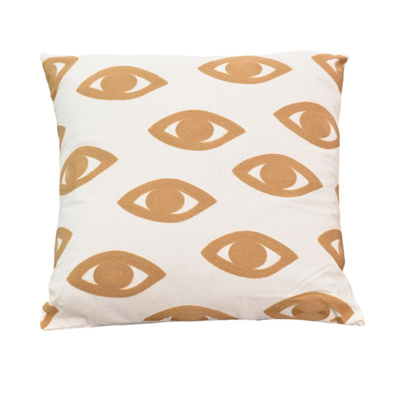 Μαξιλάρι Eyes Inart φυσικό-λευκό ύφασμα 60x60x2.5εκ - Pakobazaar