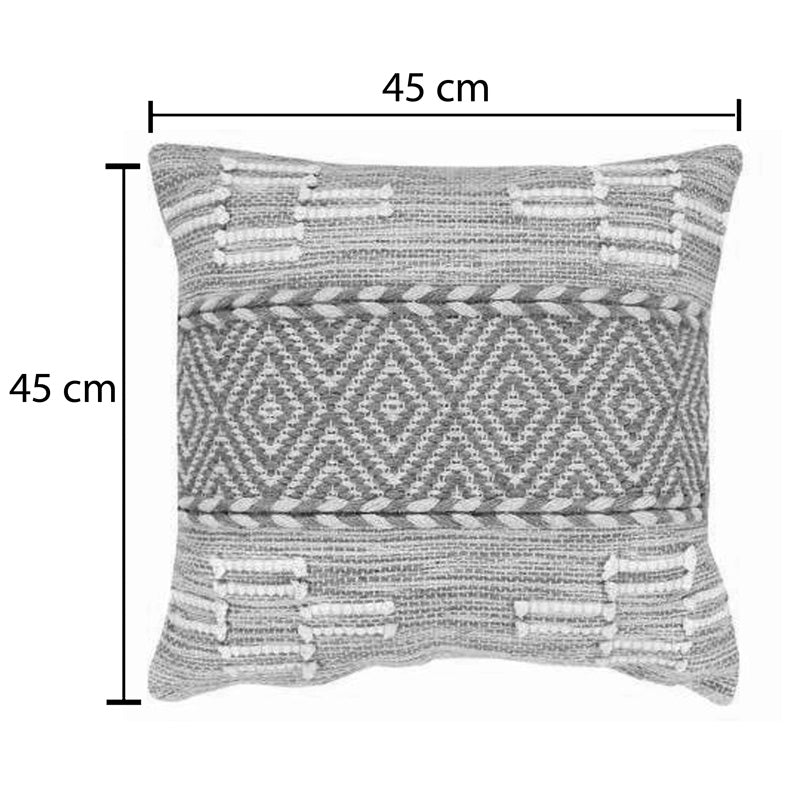 Μαξιλάρι Mitto Inart γιούτα-βαμβάκι σε μπεζ-λευκό απόχρωση 45x45x2εκ