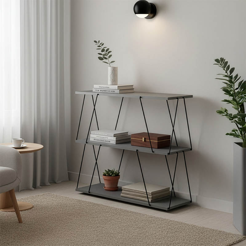 Βοηθητικό τραπέζι-ραφιέρα Tars  γκρι-μαύρο 80x30x69.2εκ - Pakobazaar