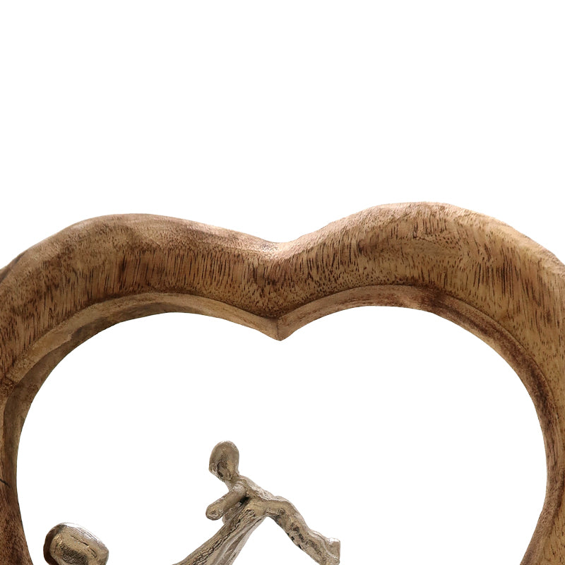 Επιτραπέζιο διακοσμητικό καρδιά Loisir Inart φυσικό μάνγκο ξύλο-αλουμίνιο 28.5x9x30εκ - Image 3