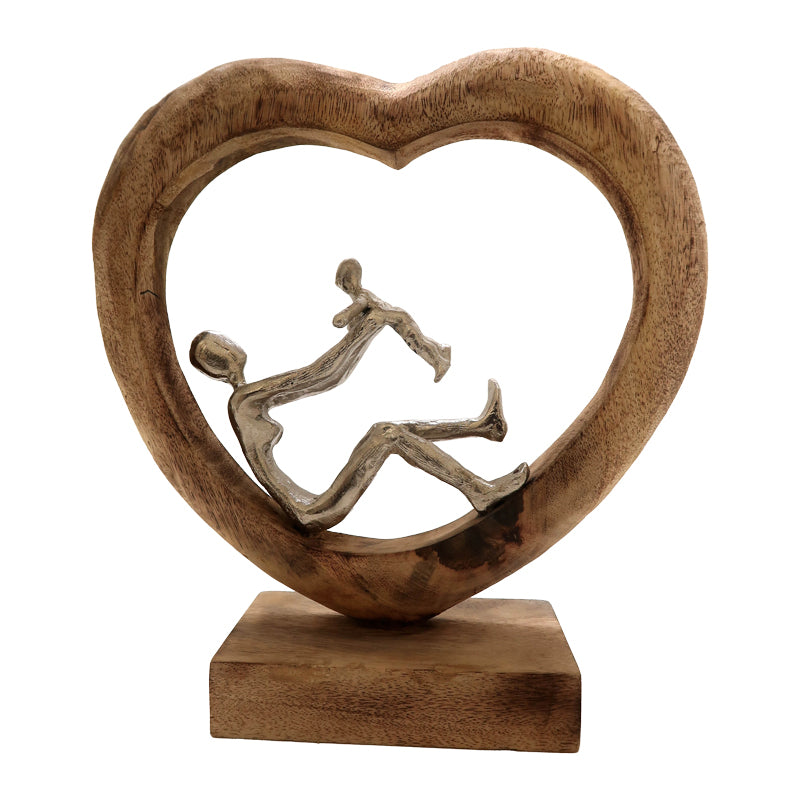 Επιτραπέζιο διακοσμητικό καρδιά Loisir Inart φυσικό μάνγκο ξύλο-αλουμίνιο 28.5x9x30εκ - Image 1