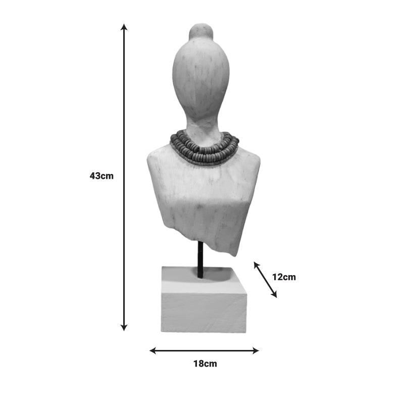 Προτομή Kasma I Inart λευκό μάνγκο ξύλο-μέταλλο 18x12x43εκ - Image 2