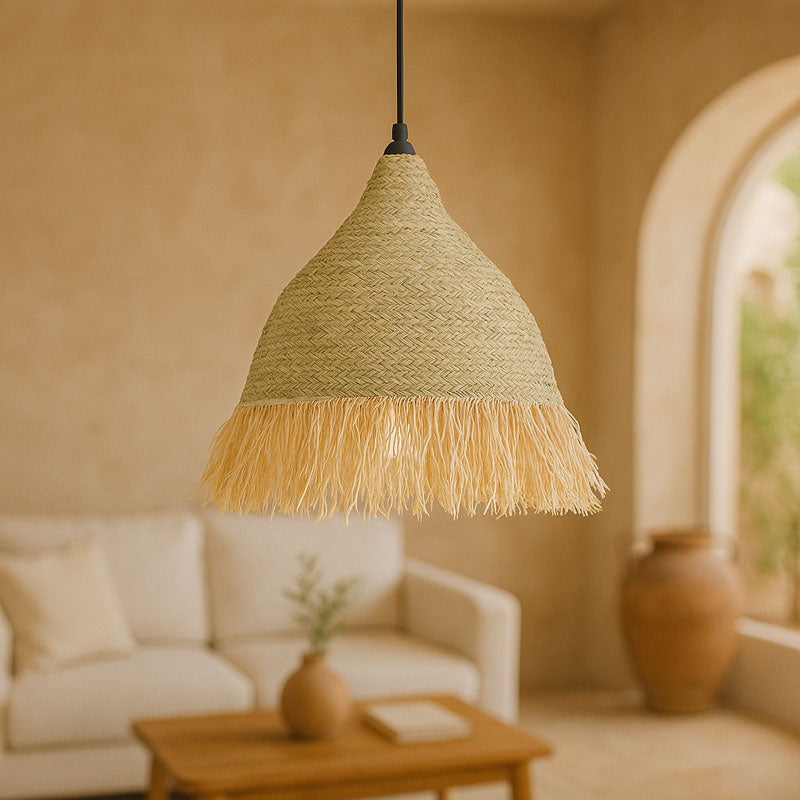 Φωτιστικό οροφής Boher Inart seagrass σε φυσική απόχρωση Φ60x99εκ - Pakobazaar