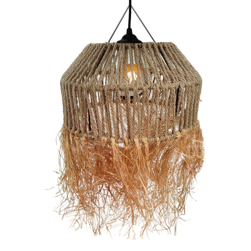 Φωτιστικό οροφής Bowler Inart ψάθινο φυσικό Φ36x62εκ - Pakobazaar