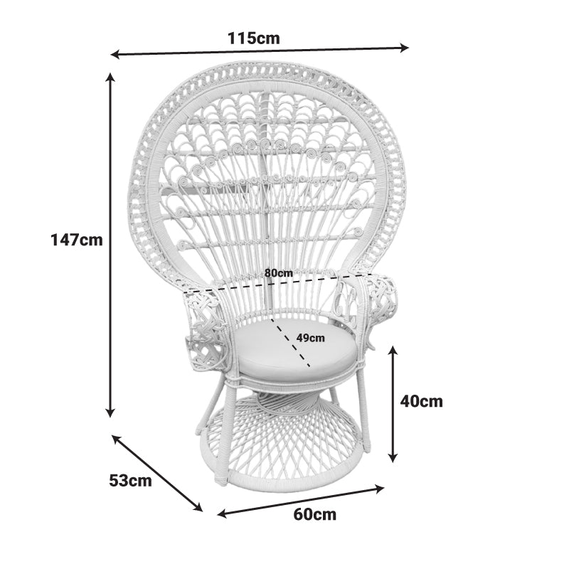 Πολυθρόνα Dorothy Inart με λευκό μαξιλάρι-λευκό rattan 115x53x147εκ - Image 3