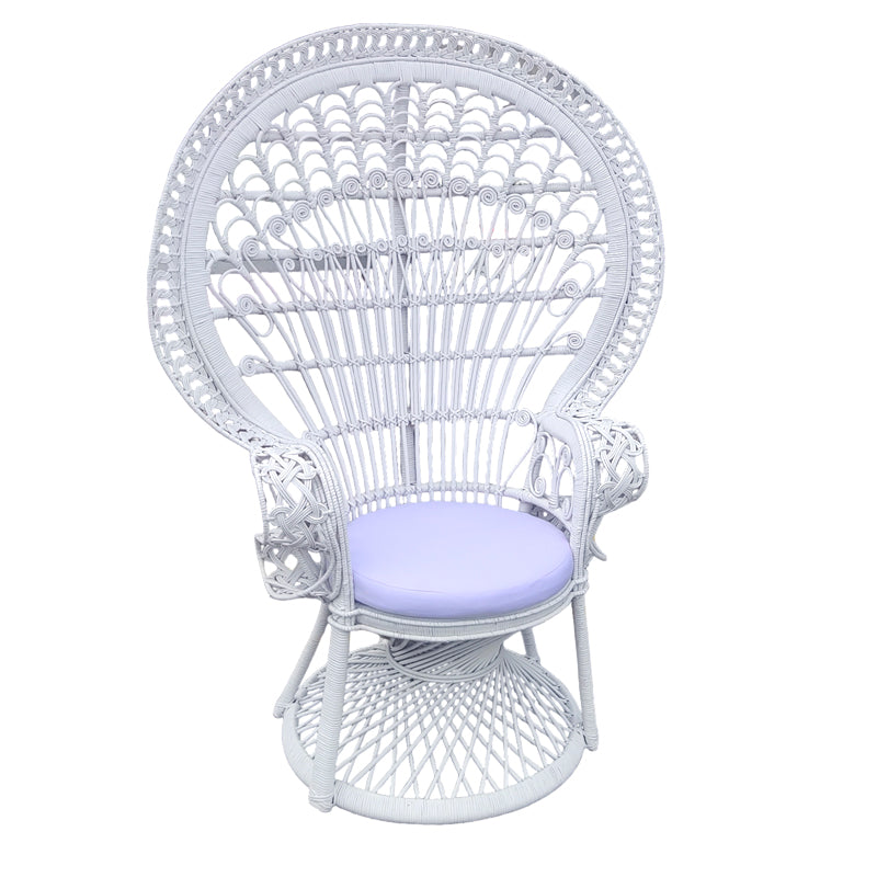 Πολυθρόνα Dorothy Inart με λευκό μαξιλάρι-λευκό rattan 115x53x147εκ - Image 1