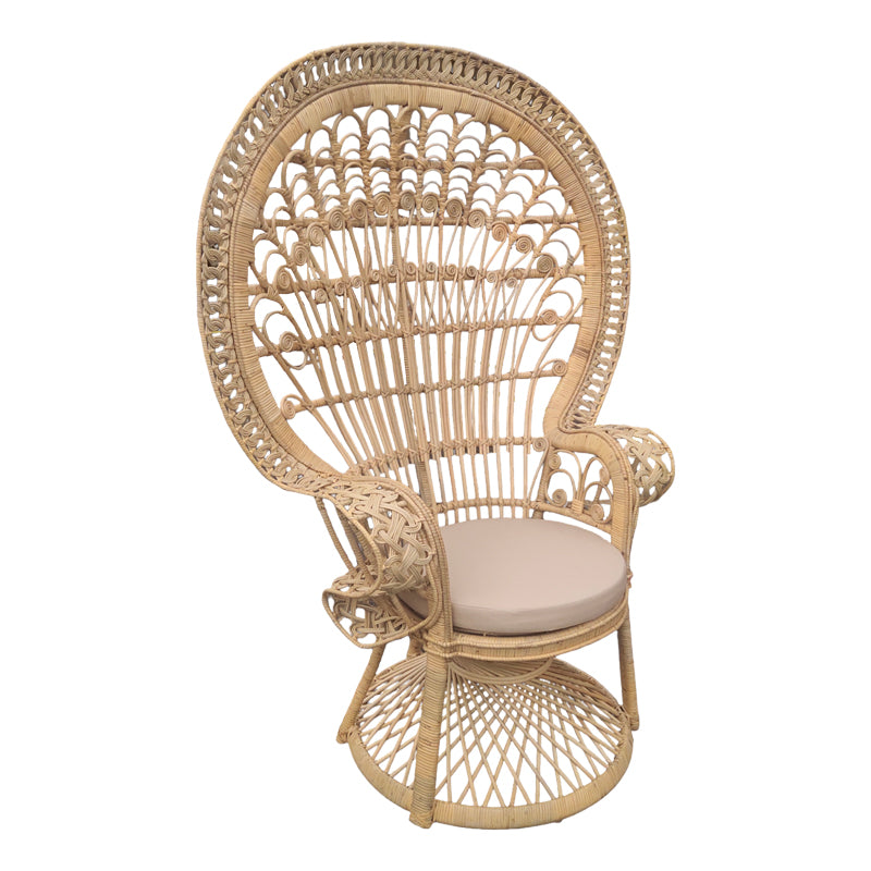 Πολυθρόνα Dorothy Inart με μπεζ μαξιλάρι-φυσικό rattan 115x53x147εκ - Pakobazaar