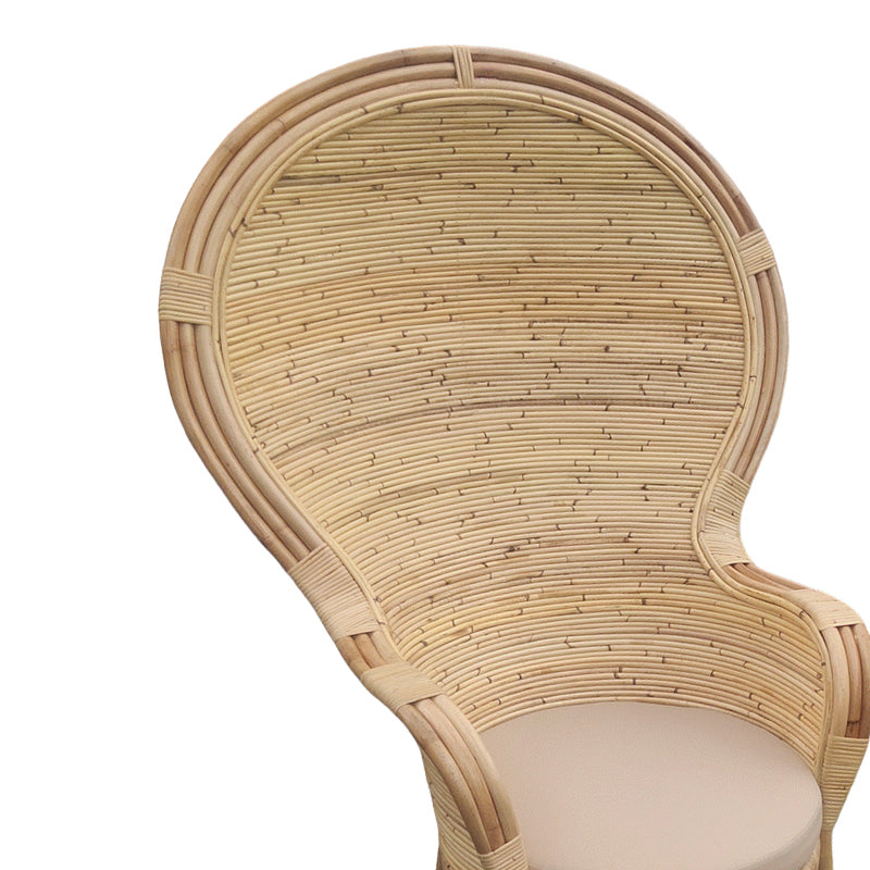 Πολυθρόνα Rea Inart με μπεζ μαξιλάρι-φυσικό rattan 92x75x140εκ - Pakobazaar