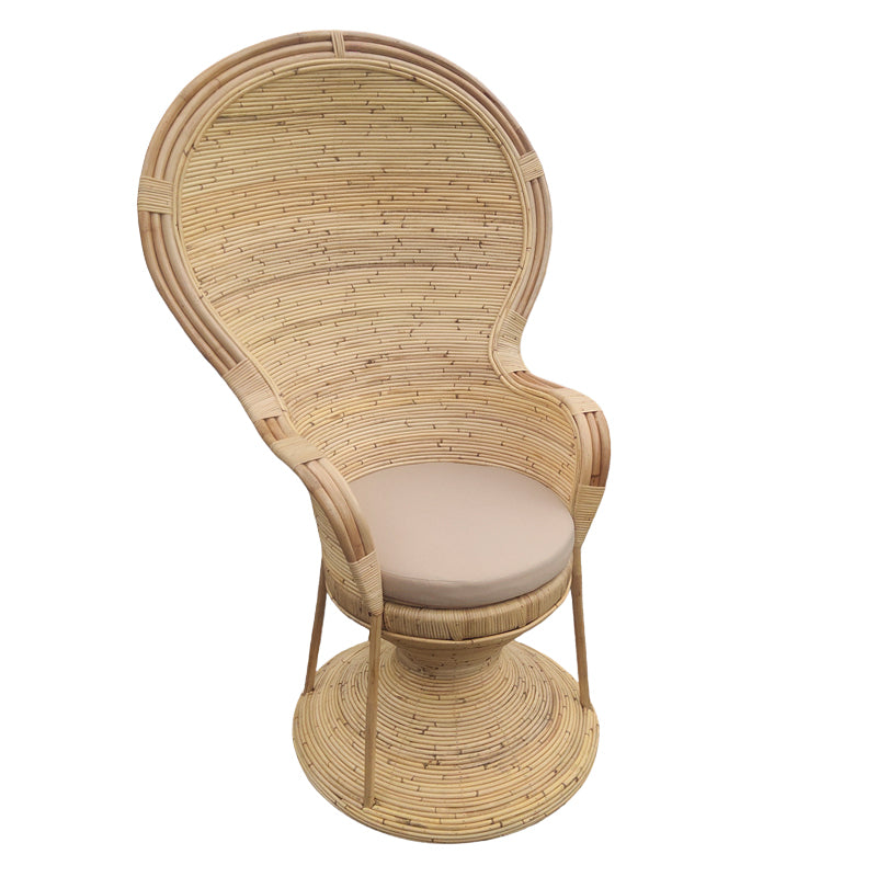 Πολυθρόνα Rea Inart με μπεζ μαξιλάρι-φυσικό rattan 92x75x140εκ - Pakobazaar