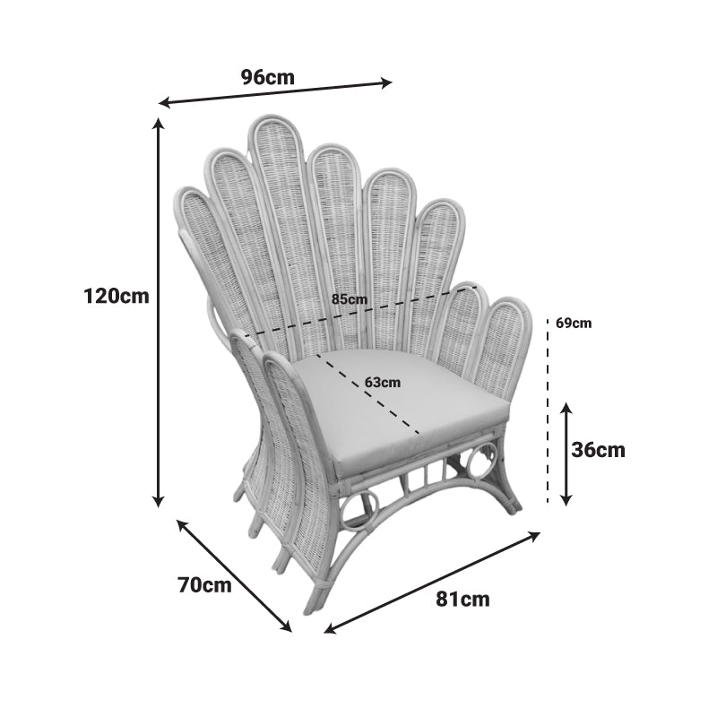 Πολυθρόνα Fragia Inart με μπεζ μαξιλάρι-φυσικό rattan 85x96x120εκ - Pakobazaar