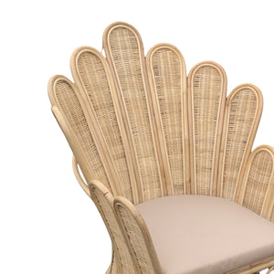 Πολυθρόνα Fragia Inart με μπεζ μαξιλάρι-φυσικό rattan 85x96x120εκ - Pakobazaar