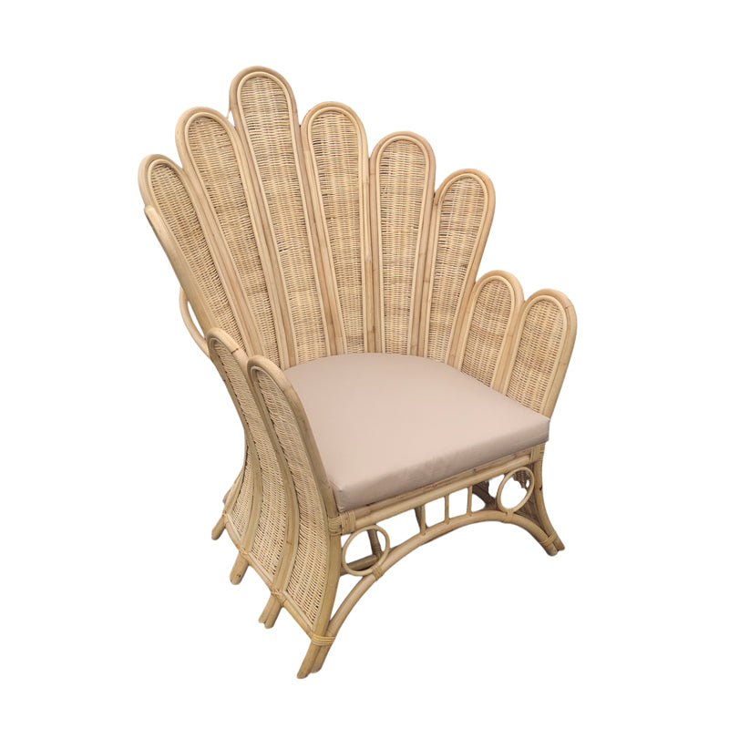 Πολυθρόνα Fragia Inart με μπεζ μαξιλάρι-φυσικό rattan 85x96x120εκ - Pakobazaar