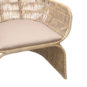Πολυθρόνα Jake Inart με μπεζ μαξιλάρι-φυσικό rattan 110x86x145εκ - Pakobazaar