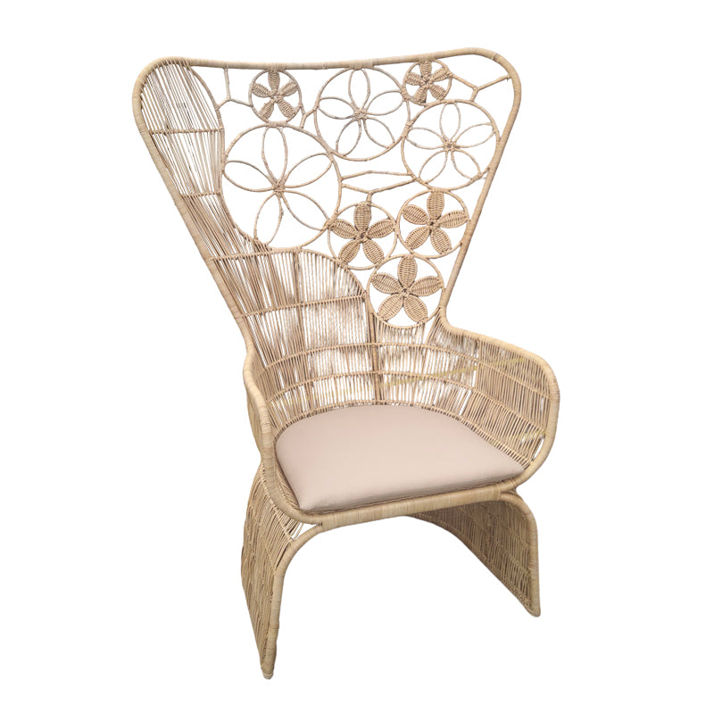 Πολυθρόνα Jake Inart με μπεζ μαξιλάρι-φυσικό rattan 110x86x145εκ - Pakobazaar