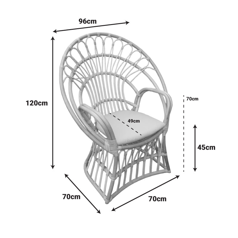 Πολυθρόνα Boloni Inart με μπεζ μαξιλάρι-φυσικό rattan 96x70x120εκ - Image 3