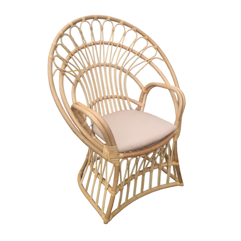 Πολυθρόνα Boloni Inart με μπεζ μαξιλάρι-φυσικό rattan 96x70x120εκ - Image 1