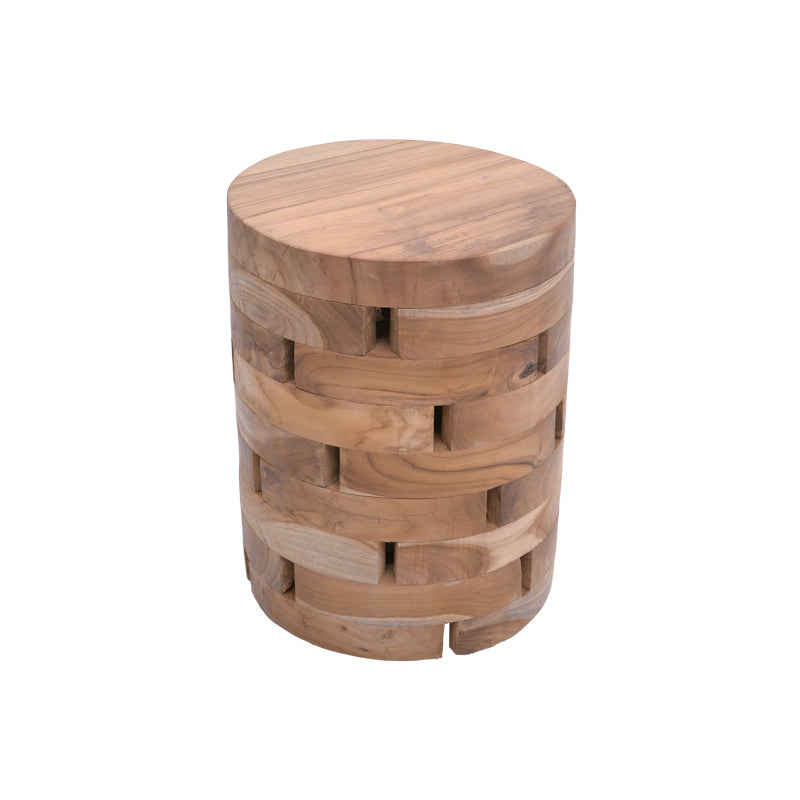 Σκαμπό Shard Inart φυσικό μασίφ ξύλο teak Φ35x45εκ - Image 1