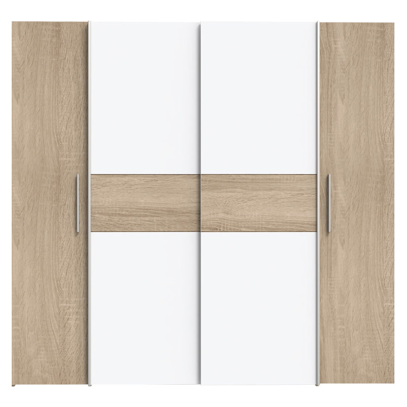 Ντουλάπα ρούχων Closet  τετράφυλλη sonoma oak-λευκό μελαμίνης 200x61.5x190.5εκ - Pakobazaar