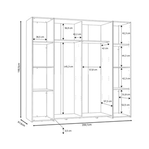Ντουλάπα ρούχων Closet  τετράφυλλη sonoma oak-λευκό μελαμίνης 200x61.5x190.5εκ - Pakobazaar