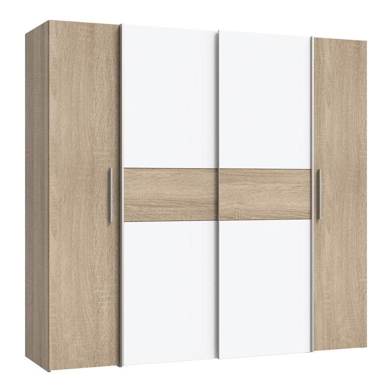 Ντουλάπα ρούχων Closet  τετράφυλλη sonoma oak-λευκό μελαμίνης 200x61.5x190.5εκ - Pakobazaar