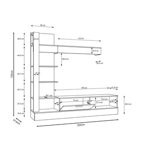 Σύνθετο σαλονιού Dranko  μαύρο-oak μελαμίνης 205x41.5x192εκ - Image 5