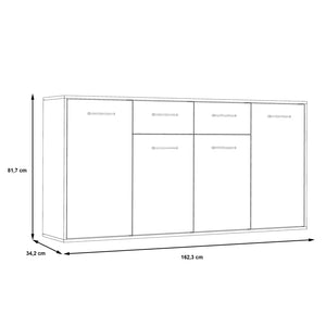 Μπουφές Drepen  μελαμίνη σε λευκό και sonoma χρώμα 162.3x34.2x81.7εκ - Pakobazaar