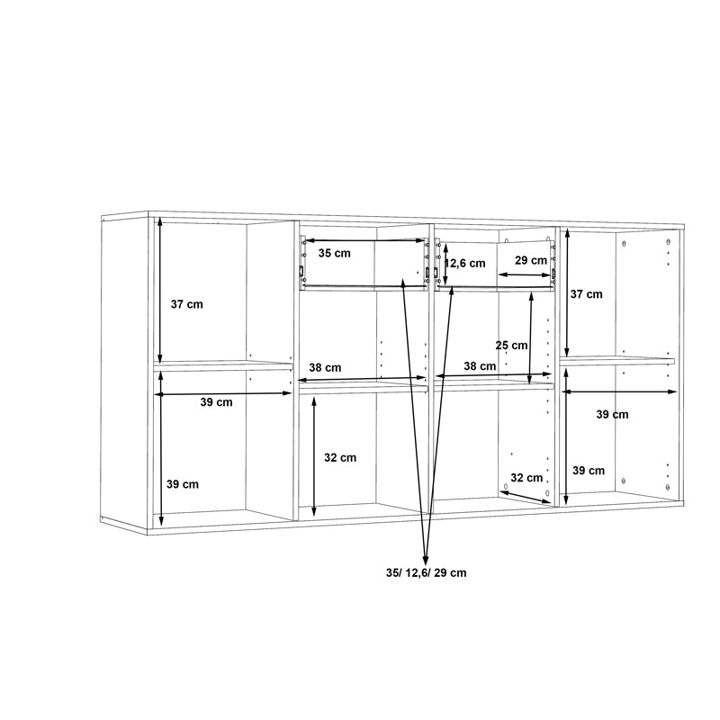 Μπουφές Drepen  μελαμίνη σε λευκό και sonoma χρώμα 162.3x34.2x81.7εκ - Pakobazaar