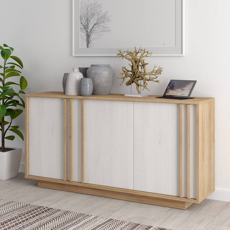 Μπουφές Chesto  μελαμίνη σε λευκή και oak απόχρωση 169.2x42x87εκ - Image 1