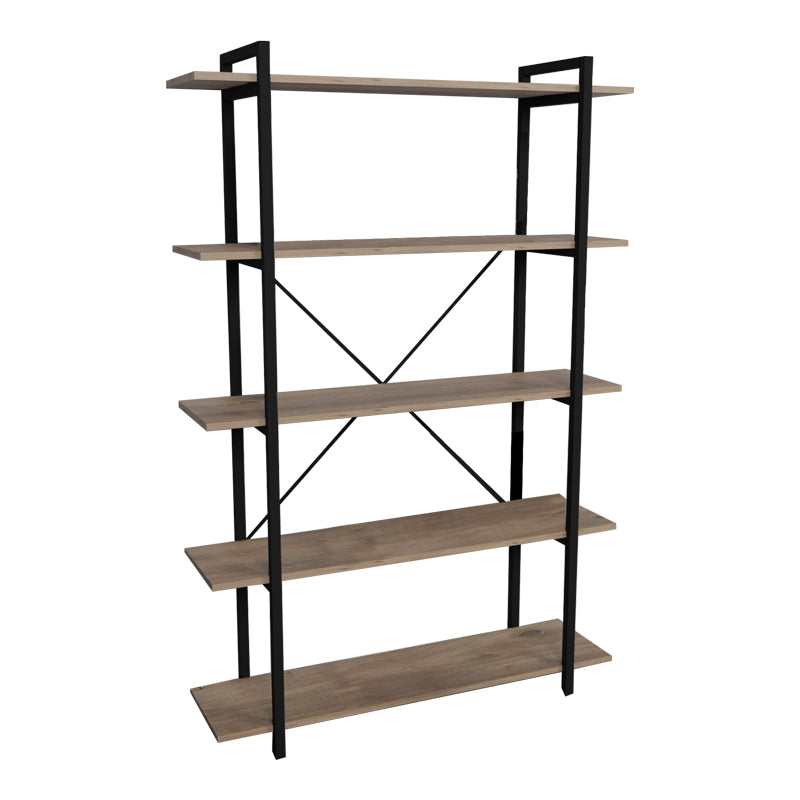 Βιβλιοθήκη Reson  oak μελαμίνης-μαύρο μέταλλο 120x34x180εκ - Pakobazaar