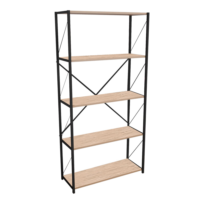 Βιβλιοθήκη Tikilmo  oak μελαμίνης-μαύρο μέταλλο 88x34x180εκ - Image 2