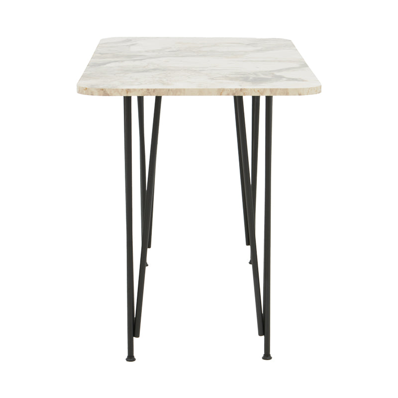 Τραπέζι Polkan  λευκό μαρμάρου μελαμίνης-μαύρο μέταλλο 120x60x73εκ - Image 3