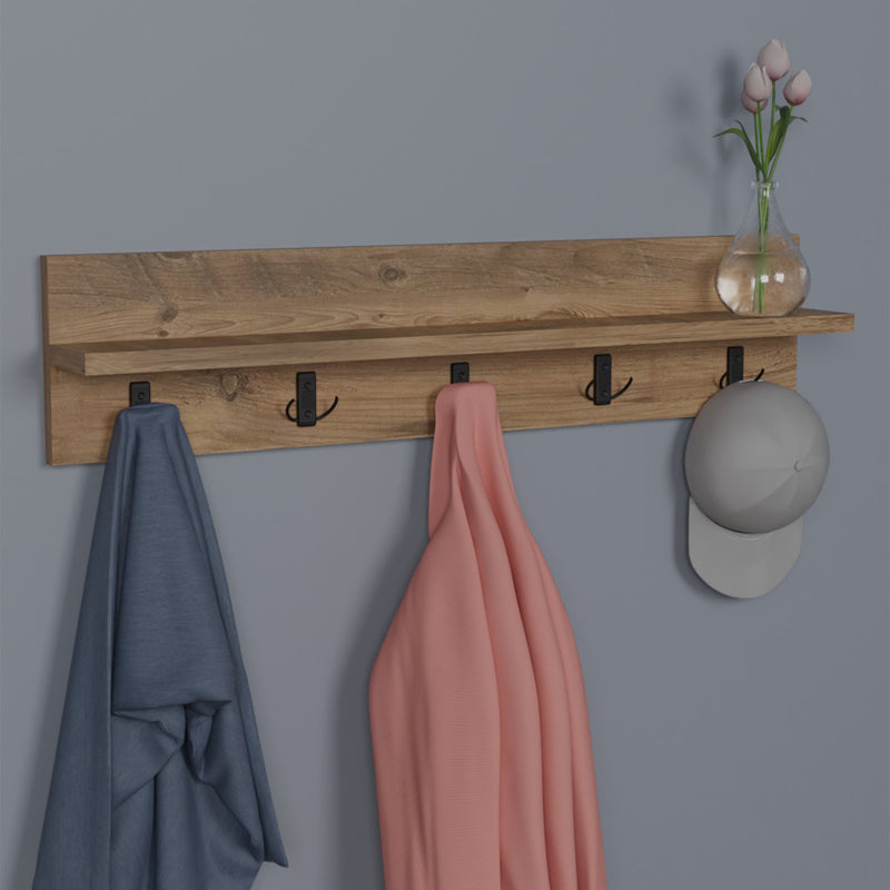 Κρεμάστρα τοίχου Esform  oak μελαμίνης 80x11x18εκ - Pakobazaar