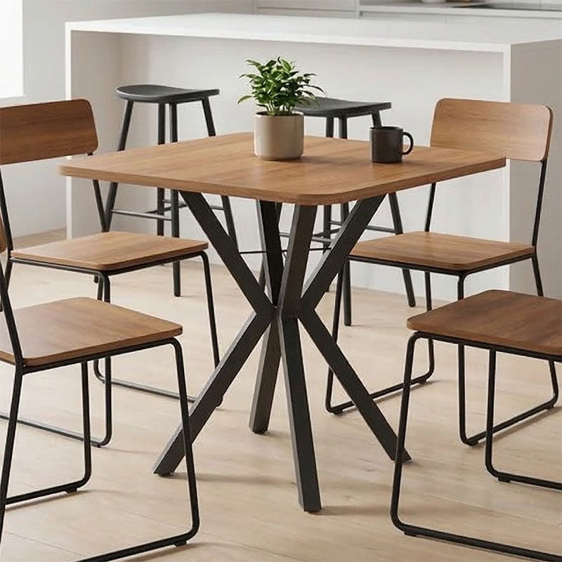 Τραπέζι Prestone  oak μελαμίνης-μαύρο μέταλλο 70x70x75εκ - Pakobazaar