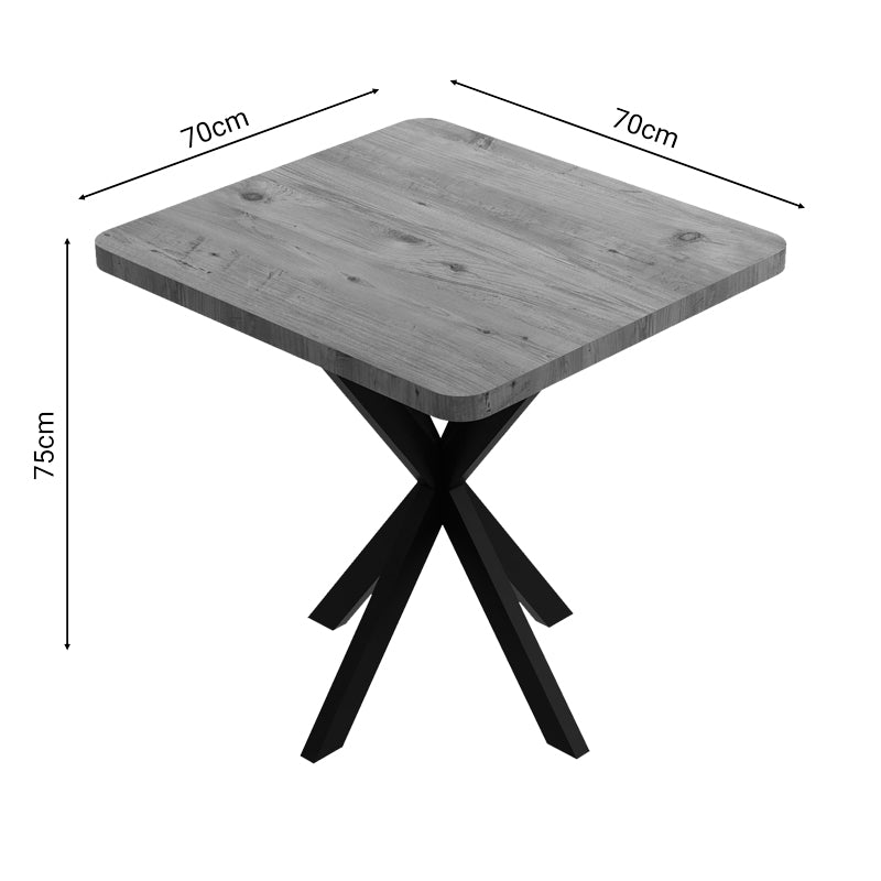 Τραπέζι Prestone  oak μελαμίνης-μαύρο μέταλλο 70x70x75εκ - Pakobazaar