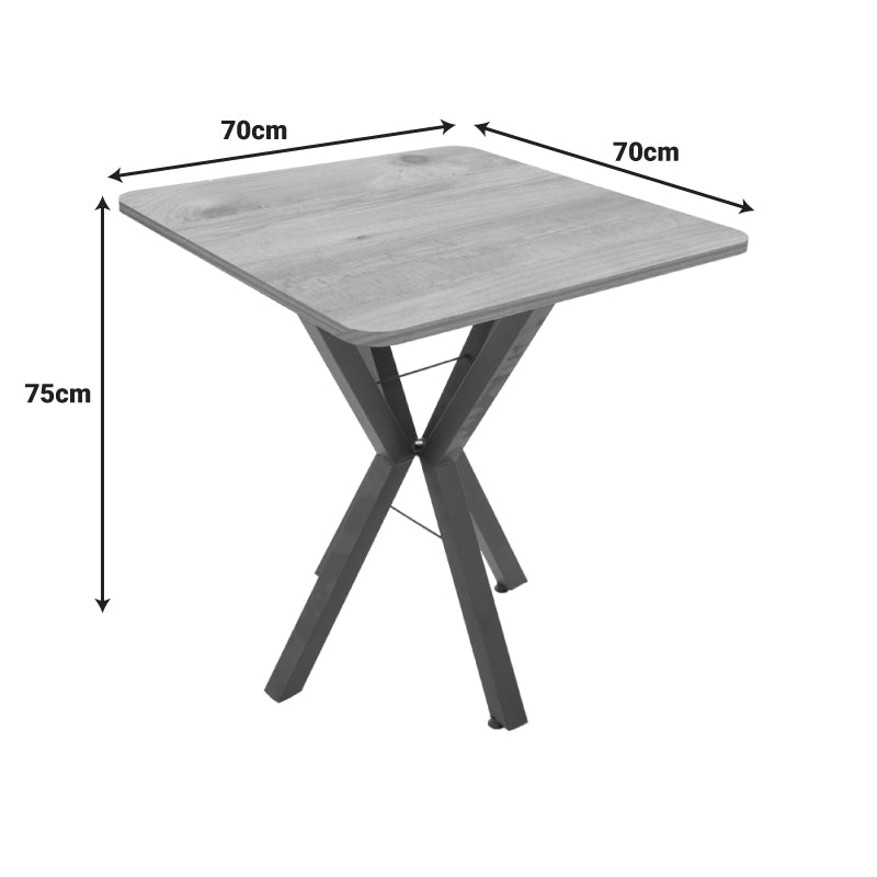 Τραπέζι Prestone  oak μελαμίνης-μαύρο μέταλλο 70x70x75εκ - Pakobazaar
