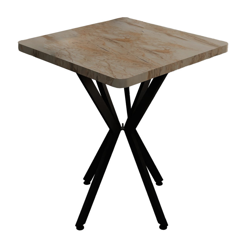 Τραπέζι Prestone  λευκό μαρμάρου μελαμίνης-μαύρο μέταλλο 70x70x75εκ - Image 1