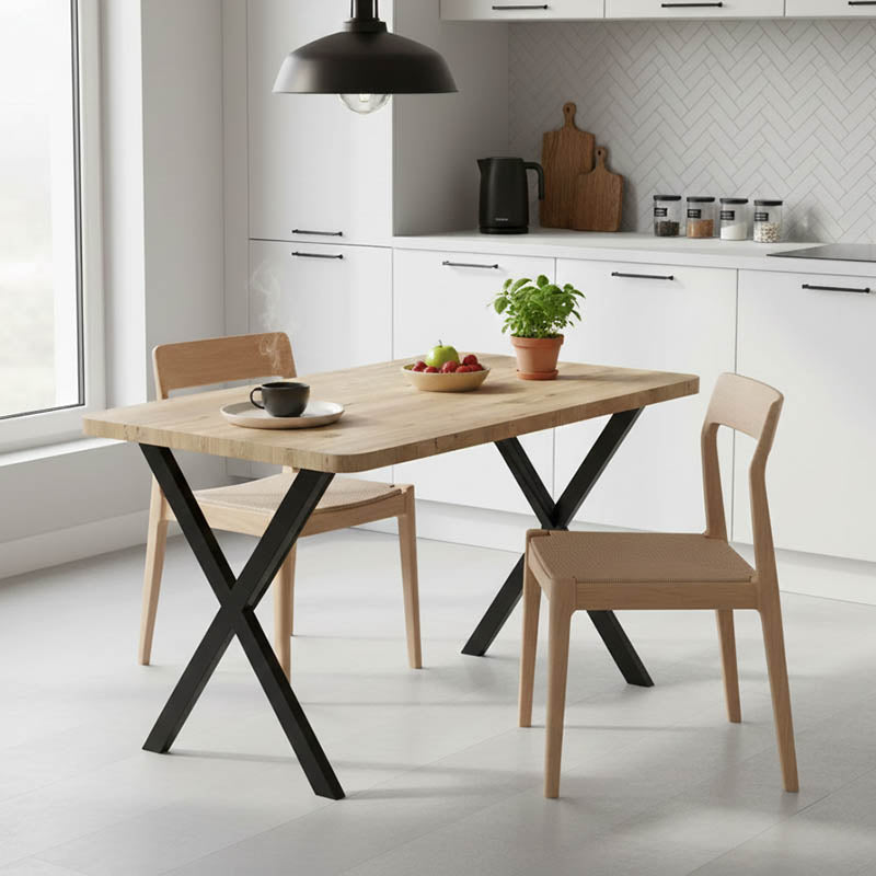 Τραπέζι Zeryin  oak μελαμίνης-μαύρο μέταλλο 110x70x75εκ - Pakobazaar