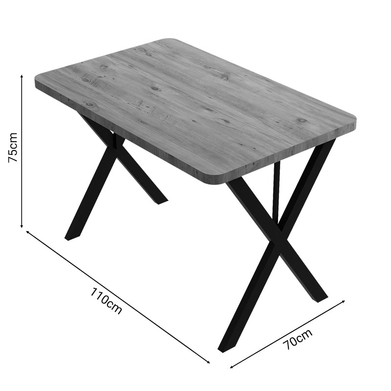 Τραπέζι Zeryin  oak μελαμίνης-μαύρο μέταλλο 110x70x75εκ - Pakobazaar