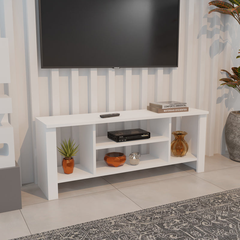 Έπιπλο τηλεόρασης Seref  σε λευκή απόχρωση 120x30x47εκ - Pakobazaar
