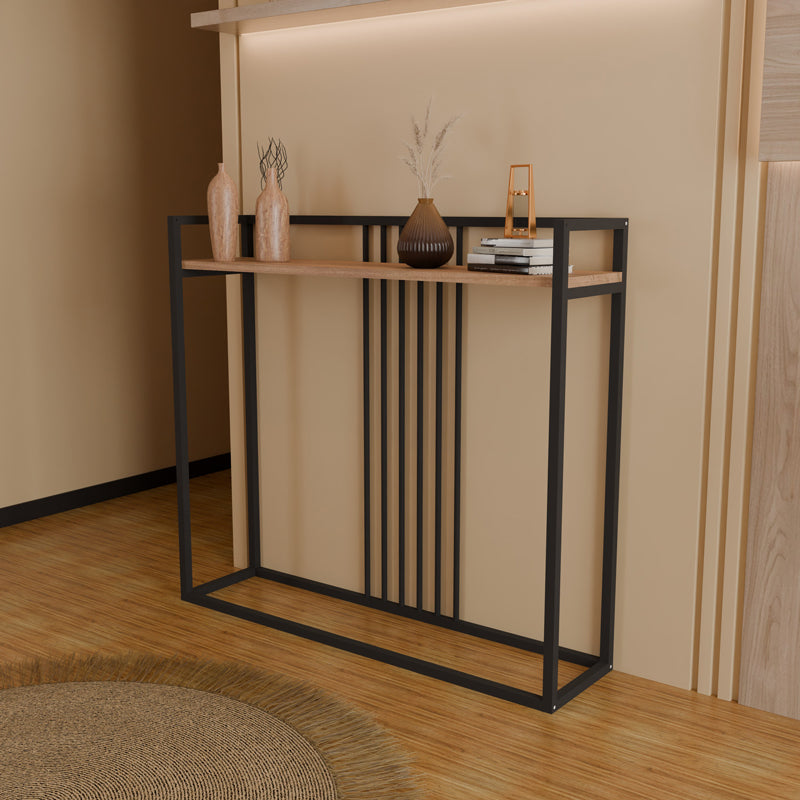 Κονσόλα Convida  oak με μαύρο μεταλλικό σκελετό 100x25x90εκ - Pakobazaar