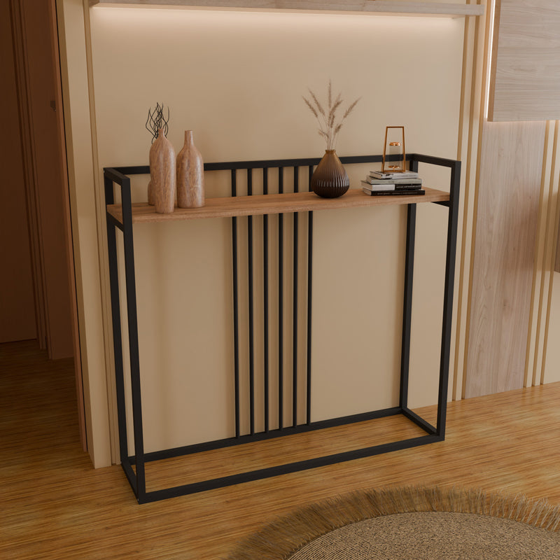 Κονσόλα Convida  oak με μαύρο μεταλλικό σκελετό 100x25x90εκ - Pakobazaar