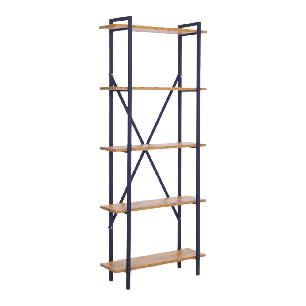 Βιβλιοθήκη Derena  oak με μαύρο μέταλλο 60x29x160εκ