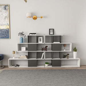 Βιβλιοθήκη Aitoliko Λευκό - Ανθρακί 120x19.5x109 εκ. Μελαμίνης