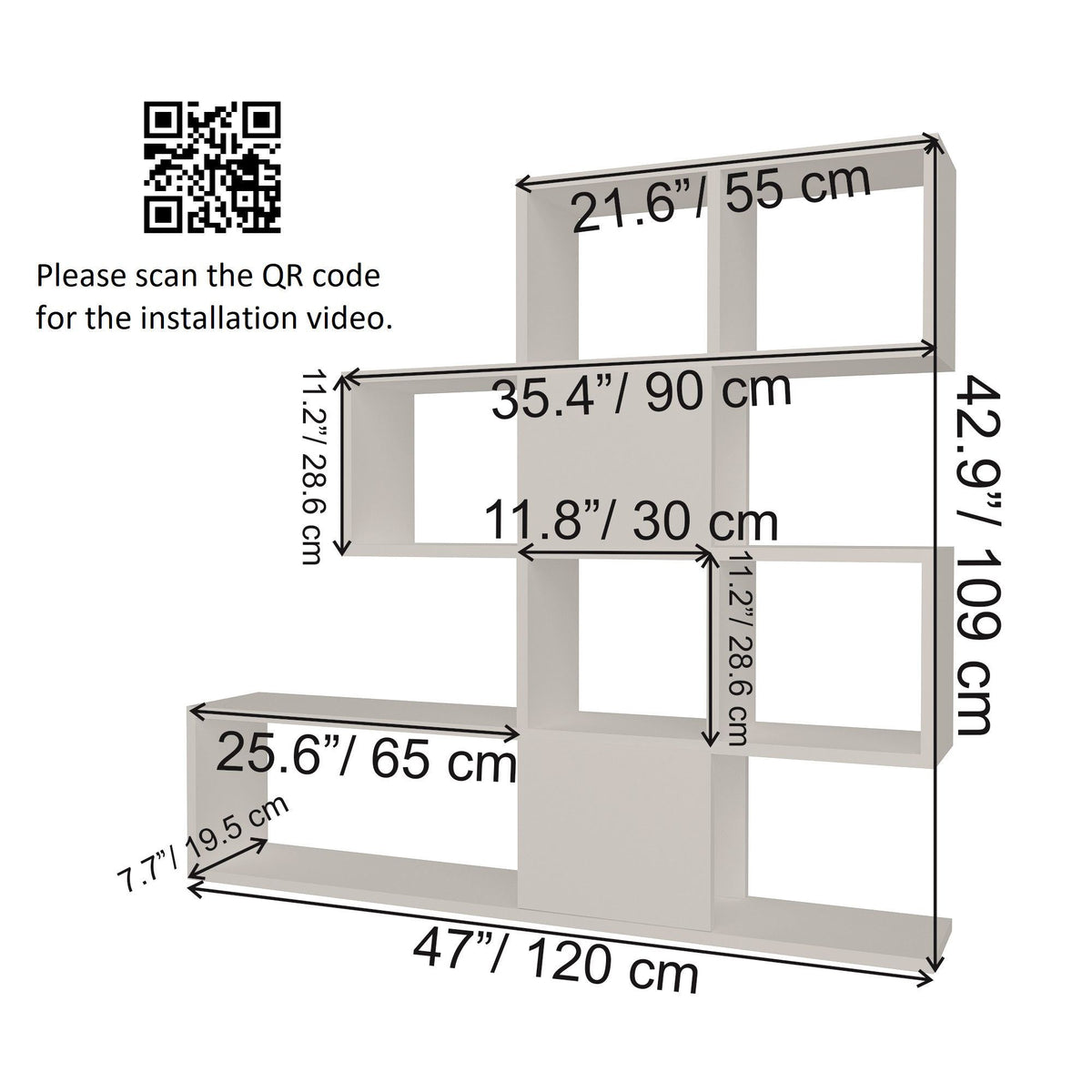 Βιβλιοθήκη Aitoliko Λευκό - Ανθρακί 120x19.5x109 εκ. Μελαμίνης