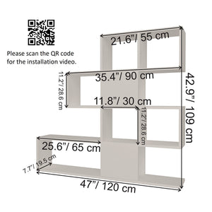 Βιβλιοθήκη Aitoliko Λευκό - Ανθρακί 120x19.5x109 εκ. Μελαμίνης