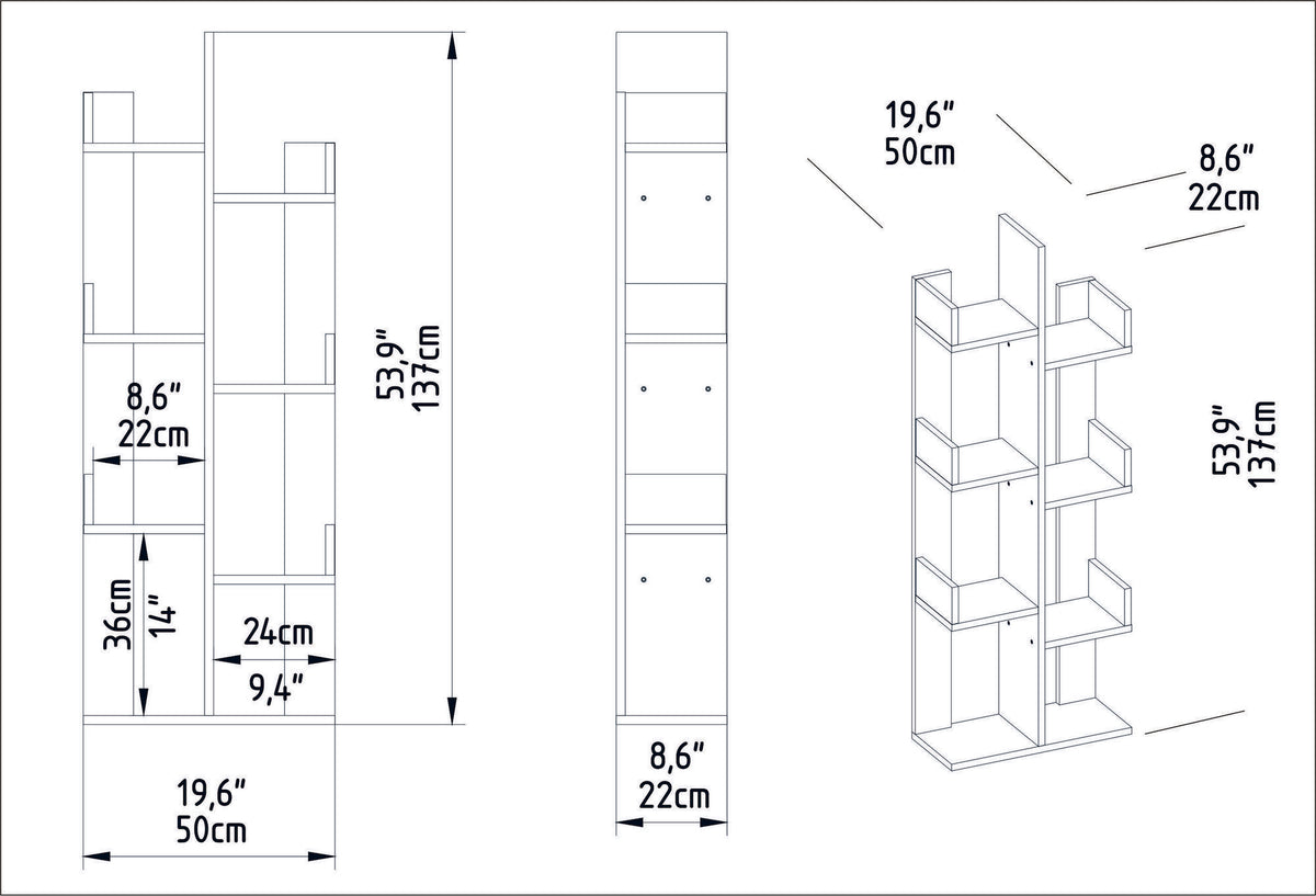 Βιβλιοθήκη Arkoudovatos Λευκό 50x22x137 εκ. Μελαμίνης
