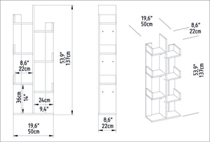 Βιβλιοθήκη Arkoudovatos Λευκό 50x22x137 εκ. Μελαμίνης
