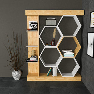 Βιβλιοθήκη Perissa Λευκό - Δρυς 140x29.6x177.4 εκ. Μελαμίνης